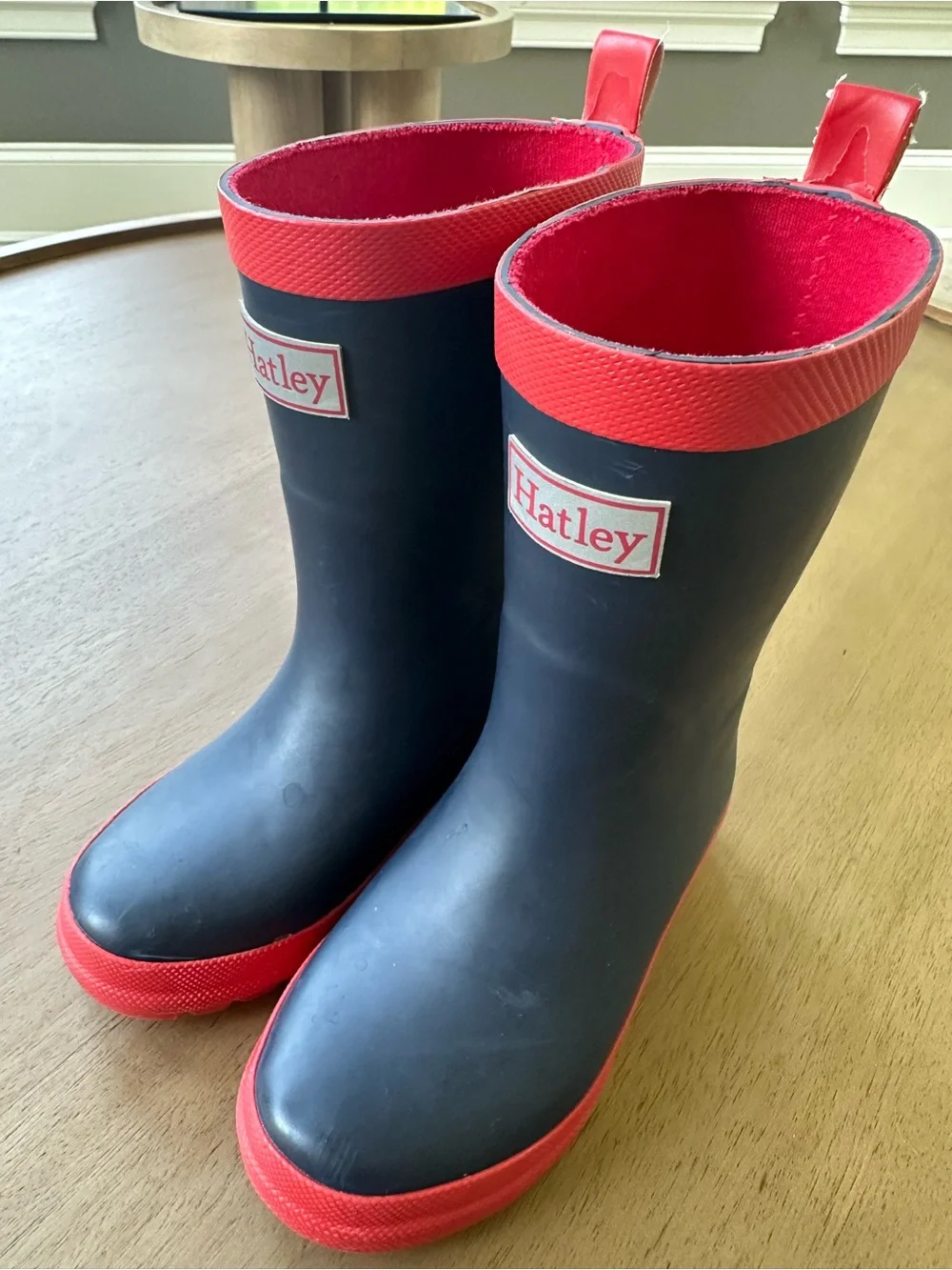 Hatley Matte Rain Boots, Size 10 Little Kid, Navy & Red